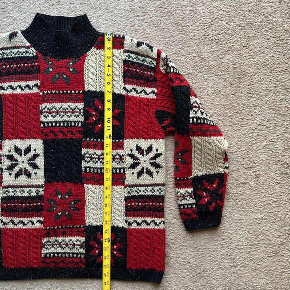 Jones New York Sweater Womens Large Vtg Hand Knit Wool Pullover Mock Neck - Picture 8 of 10
